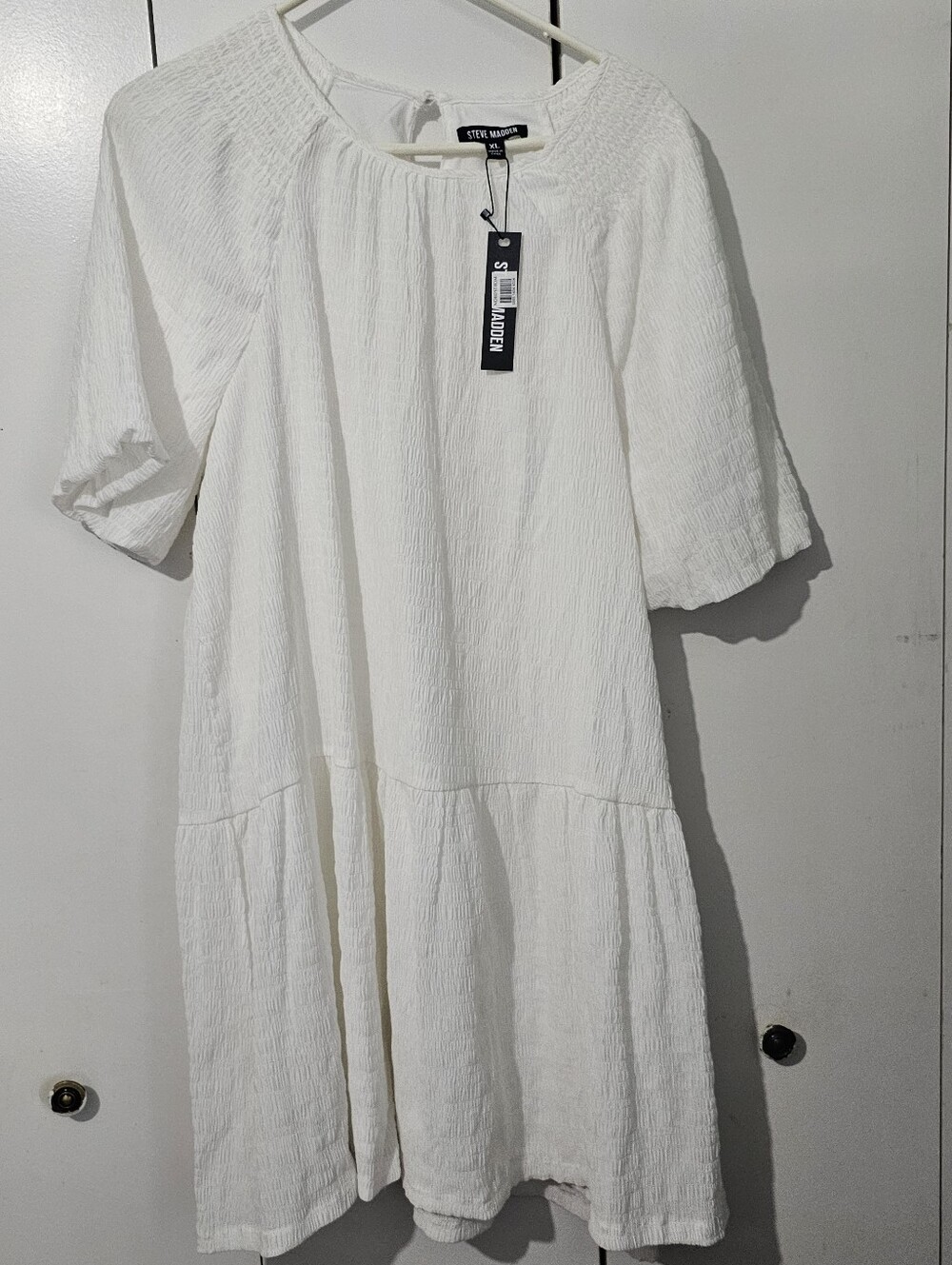 Steve Madden Womens Abrah White Loose Mini Summer Shift Dress NWT